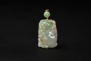 An Icy Jadeite Double Gourds Pendant with 18K Gold Bail - 2
