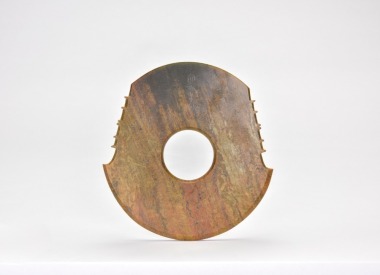 A Large Mottled Jade Notched Axe, Shang Dynasty