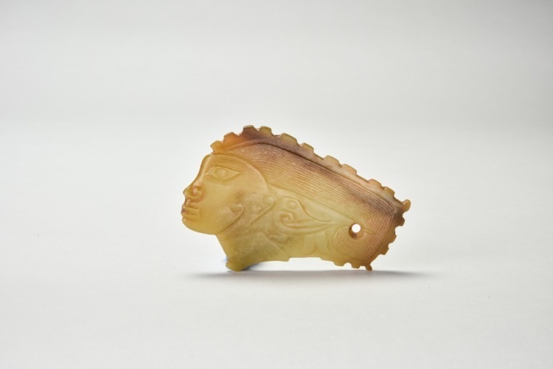 An Archaic Jade Human-Head Pendant, Shang Dynasty