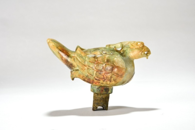 A Jade Bird-Form Cane Handle, Han Dynasty