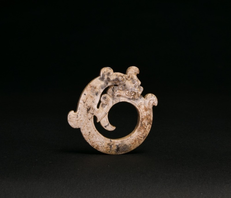 A Jade Chi-Dragon-Form Pendant, Han Dynasty