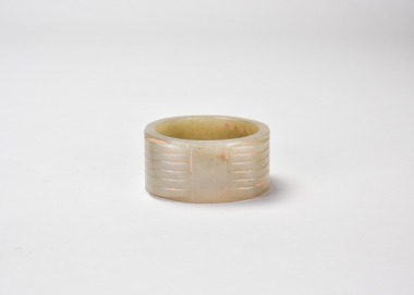 A Pale Celadon Jade Cong-Form Ring, Neolithic Period