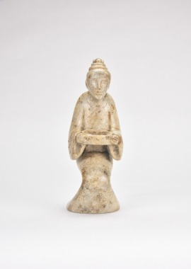 A Large Carved Jade Figure of a Kneeling Attendant, Han