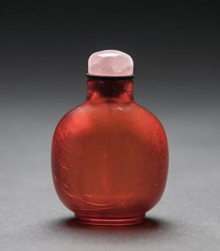 Qing - A Beautiful Red Orange Color Amber Snuff Bottle