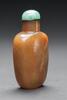 Qing-A Hard Stone Carved Leaf, Insect Snuff Bottle Jadeite Stopper - 2