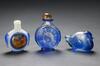 Qing-A Group Of Three Blue Glass Snuff Bottles - 4