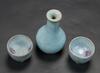 Yuan/Ming-A Junyao Blue Glazed Wine Bottle And Two Cups - 5