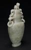 A Celadon White Jade Carved ‘Double Dragon Chasing Pearl’ Cover Vase - 2