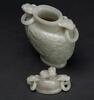 A Celadon White Jade Carved ‘Double Dragon Chasing Pearl’ Cover Vase - 3