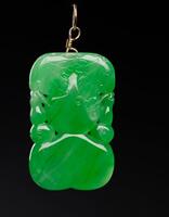 Late Qing/Republic-A Translucent Beautiful Green Jadeite ‘Gourd’ Pendant