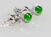 Exceptionally Fine Emerald Green Jadeite Jade Earing - 4