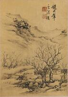 Lan Ying (1585-1664) Ink On Gold Paper, Mounted. Signed And Seal.