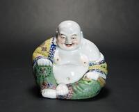 Late Qing / Republic-A Famille Glazed Buddha