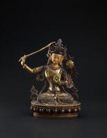 A Gilt-Bronze Insert Silver Manjushri