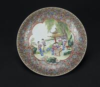 Republic - A Famille-Glazed Flowers And Figures Dish