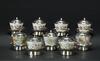 Republic-A Set Of Nine Tea Cups with Silver Cover And Silver Stands (9 piece) - 2