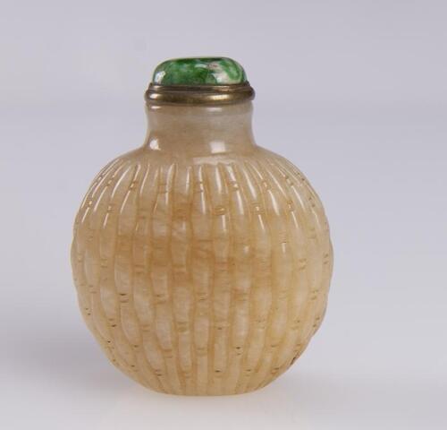Qing - A Yellowish White Jade Carved Snuff Bottle