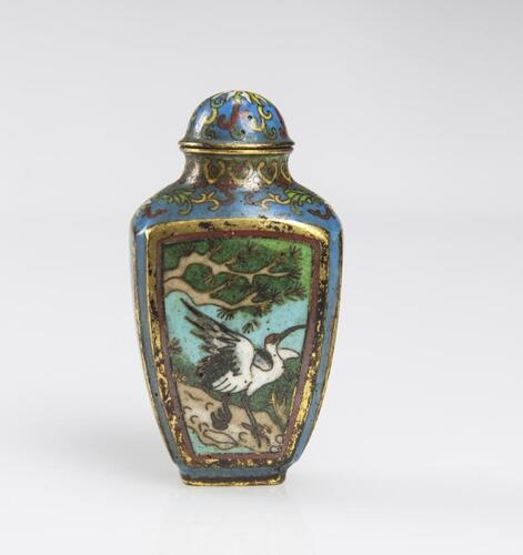 Qing A Cloisonné ‘Pine And Crane’ Snuff Bottle