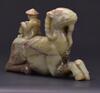 Qing -A Celadon White Jade Carved “Man Ride On Ram” Brush Rest - 3