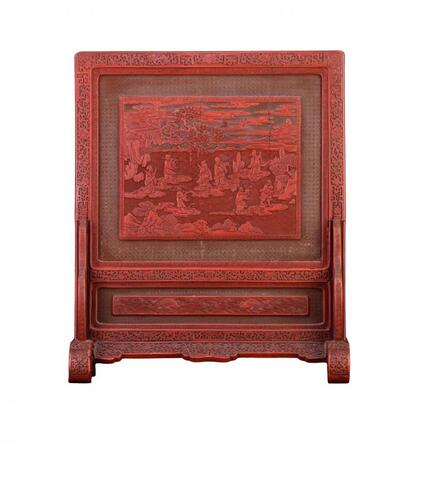 Qing - A Cinnabar Lacquer Carved ‘Eight Immortal And Huichang Nine Sage”