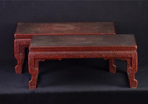 Qing - A Pair Of Cinnabar Lacquer Stand