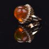 A Top Quality Semi-Transparent Opal Round Cabochon Mounted Diamonds Mans Ring - 2