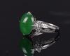 A Silky Smooth Bright Green Jadeite Diamond Ring - 2