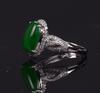 A Glassy Emerald Green Jadeite And Diamond Lady’s Ring - 5