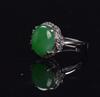 An Bright Apple Green Jadeite Diamond Ring - 2