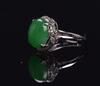 An Bright Apple Green Jadeite Diamond Ring - 3