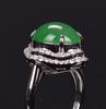 Top Quality Glassy Jadeite Jade Diamond Ring - 2