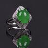 Top Quality Glassy Jadeite Jade Diamond Ring - 4