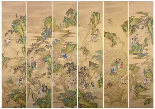 Qing -A Beautiful Six Colorful ‘Zhusho’ Painting