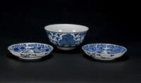 Qing - A Pair Of Blue And White Dish And A Bowl