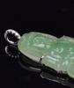 A Semi Translucent Jadeite Carved Guan Yin Pendant - 3