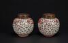 Late Qing/Republic-A Pair Of Iron Red Phoenix And Green Leaf Jars With Wood Covers - 2