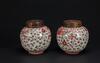 Late Qing/Republic-A Pair Of Iron Red Phoenix And Green Leaf Jars With Wood Covers - 4