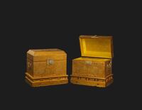 Qianlong And Of Period-A PAIR OF GILT-LACQUERED DRAGON AND PHOENIX PORTABLE CHESTS