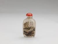 Zhou Leyuan (Late Qing) A Painted Landscape Glass Snuff Bottle
