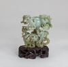 Qing-A Jadeite Carved Five Dragon Chase Pearl (Wood Stand) - 4