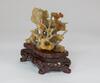 Qing-A Jadeite Carved Grasshoppers And Flower (Wood Stand) - 5