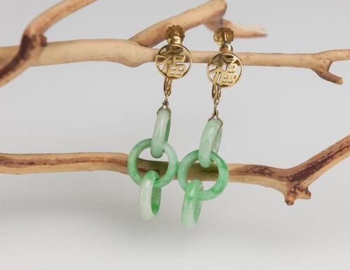 Republic-A Pair of Jadeite Earing Jadeite Circle