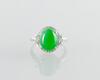 An Bright Apple Green Jadeite Diamond Ring