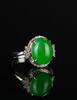 An Bright Apple Green Jadeite Diamond Ring - 3