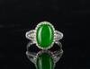 A Glassy Emerald Green Jadeite And Diamond Lady’s ring - 3