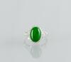 A Glassy Emerald Green Jadeite And Diamond Lady’s ring - 5