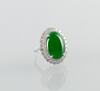 A High End Emerald Green Jadeite Diamond Ring - 3