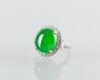 Top Quality Glassy Jadeite Jade Diamond Ring - 2