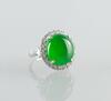 Top Quality Glassy Jadeite Jade Diamond Ring - 3