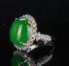 Top Quality Glassy Jadeite Jade Diamond Ring - 5